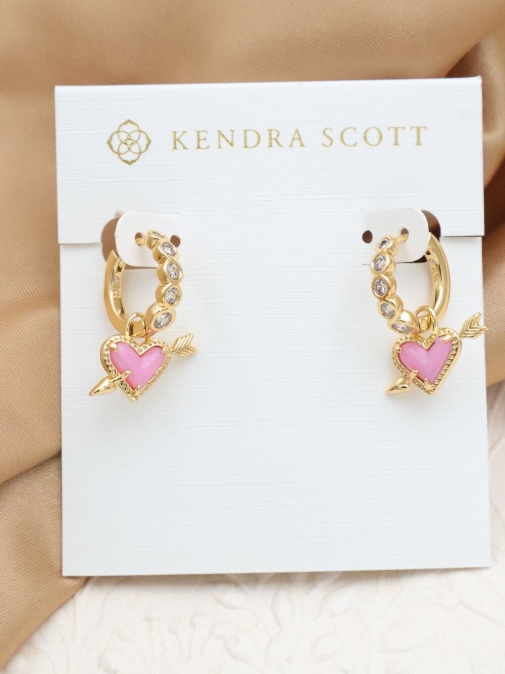 Kendra Scott Ari Heart Arrow Gold Huggie Earrings